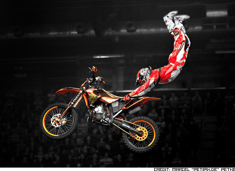 Massimo Bianconcini doing a Double Grab Hart Attack at the Night of the Jumps in Hamburg