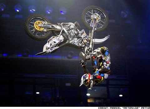 Romain Izzo doing a Backflip Cordova at the Night of the Jumps in Hamburg 2011