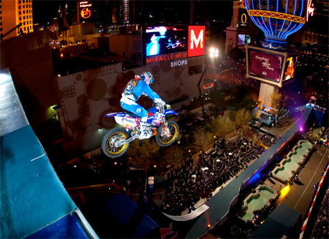 Robbie Maddison jumping on the top of the The Arc de Triomphe in Las Vegas Robbie Maddison jumping on the top of the The Arc de Triomphe in Las Vegas